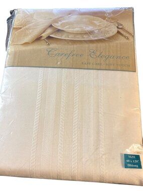 Bardwil Carefree Elegance Tablecloth 60 x 120 Oblong White Polyester Easy Care